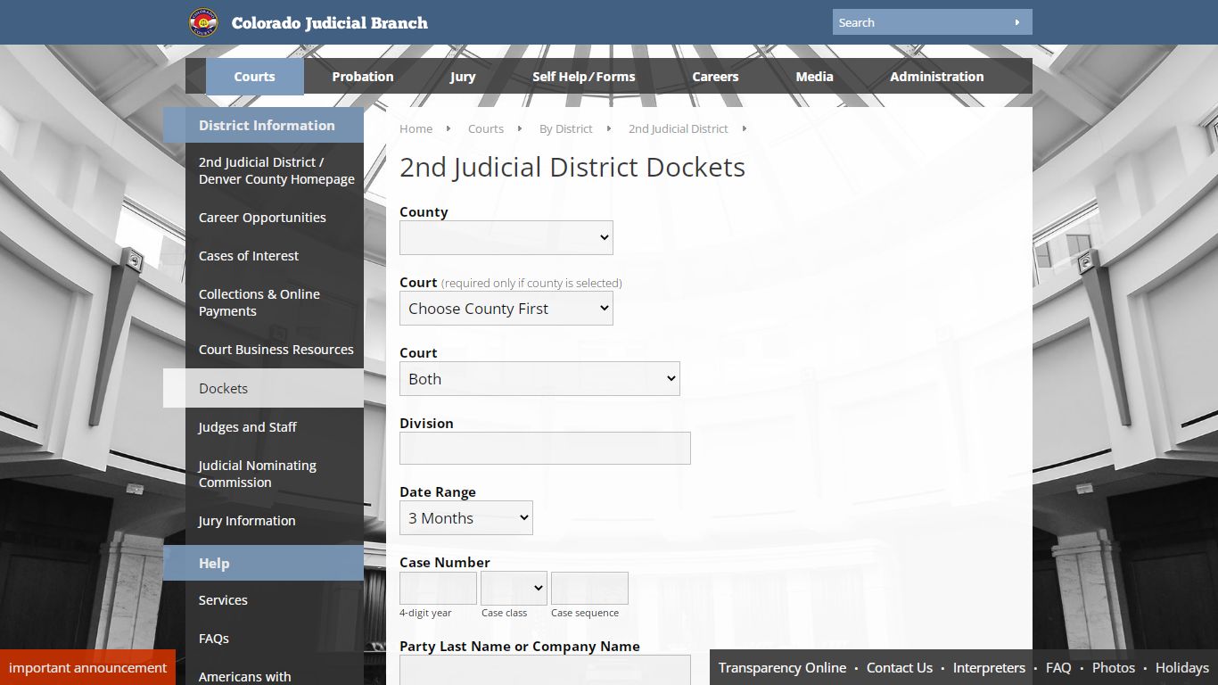 Colorado Judicial Branch - 2nd Judicial District - Dockets